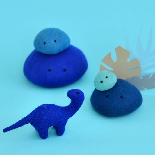 Midnight Blue Brontosaurus | Mini Felt Dinosaur Toy