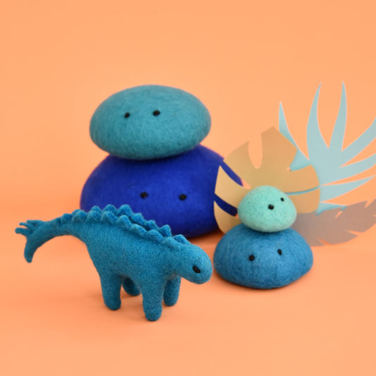 Sensitive Stegosaurus | Mini Blue Felt Dinosaur