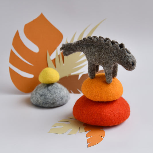 Chocolate Stegosaurus | Mini Felt Dinosaur Toy
