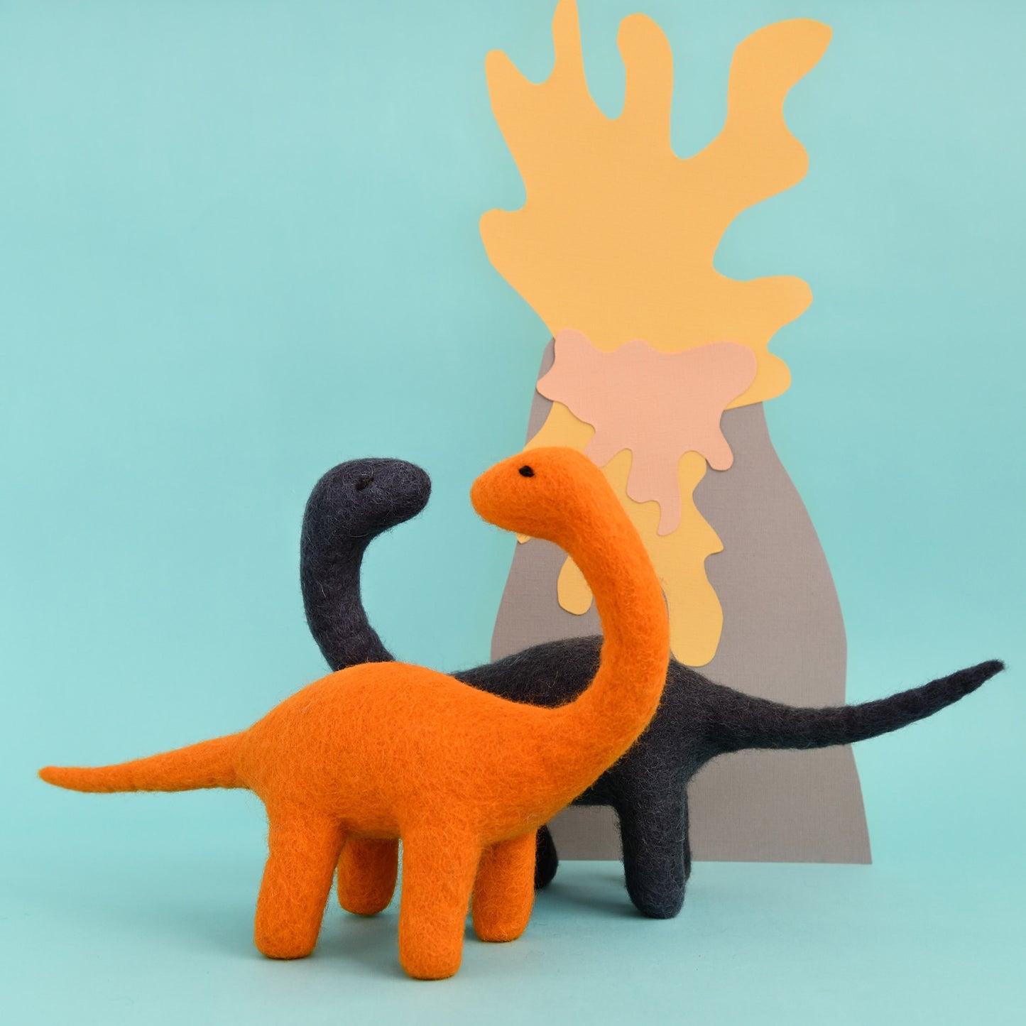 Daredevil Dinosaur | Handmade Orange Felt Brontosaurus