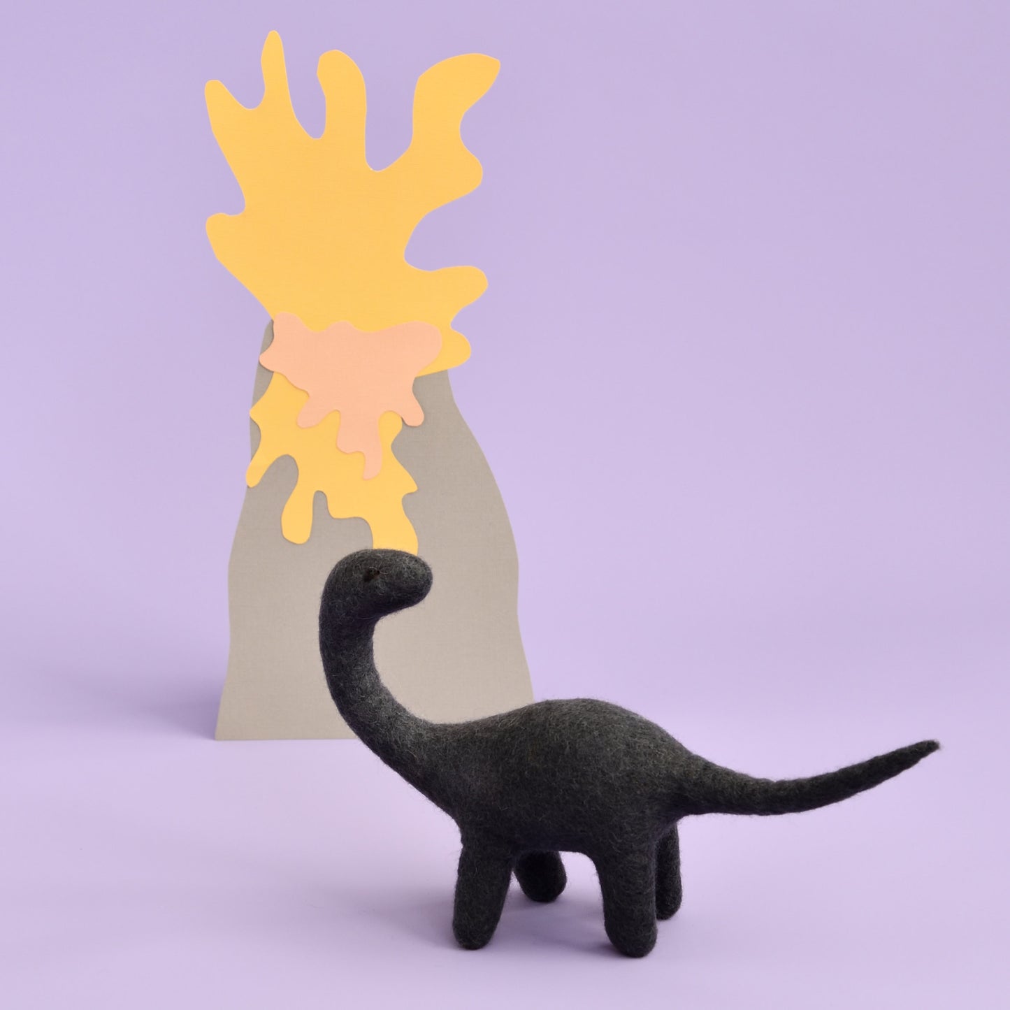 Detective Dino | Charcoal Grey Wool Felt Dinosaur Toy
