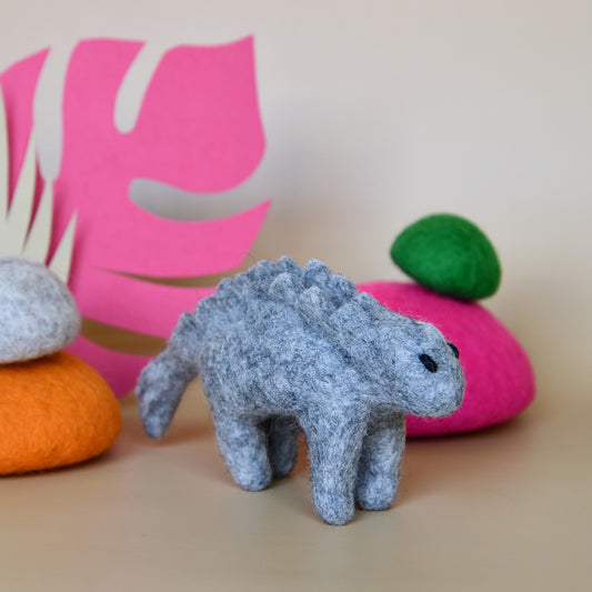 Dark Marle Stegosaurus | Mini Felt Dinosaur Toy