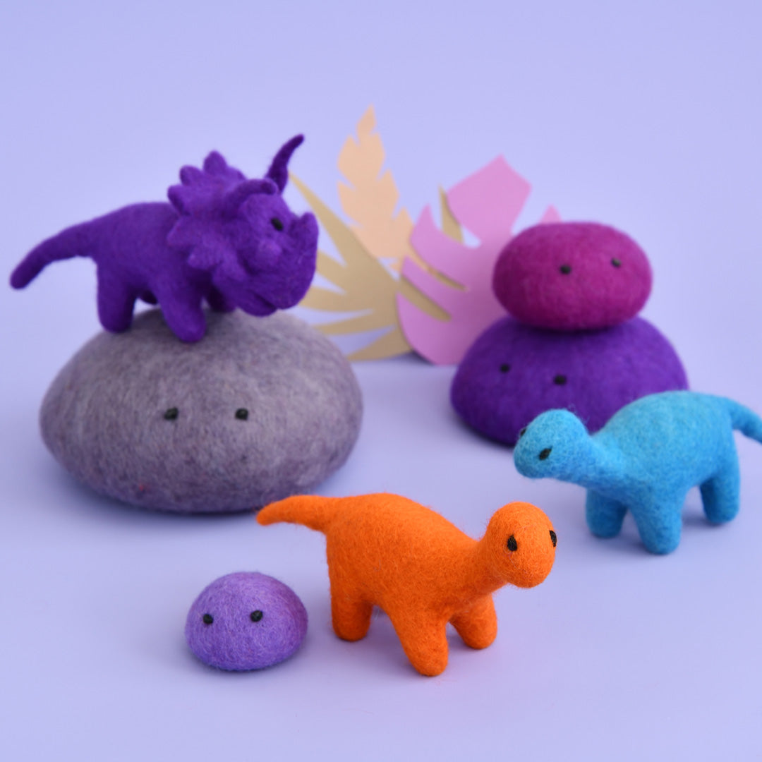 Tulip Triceratops | Mini Purple Felt Dinosaur