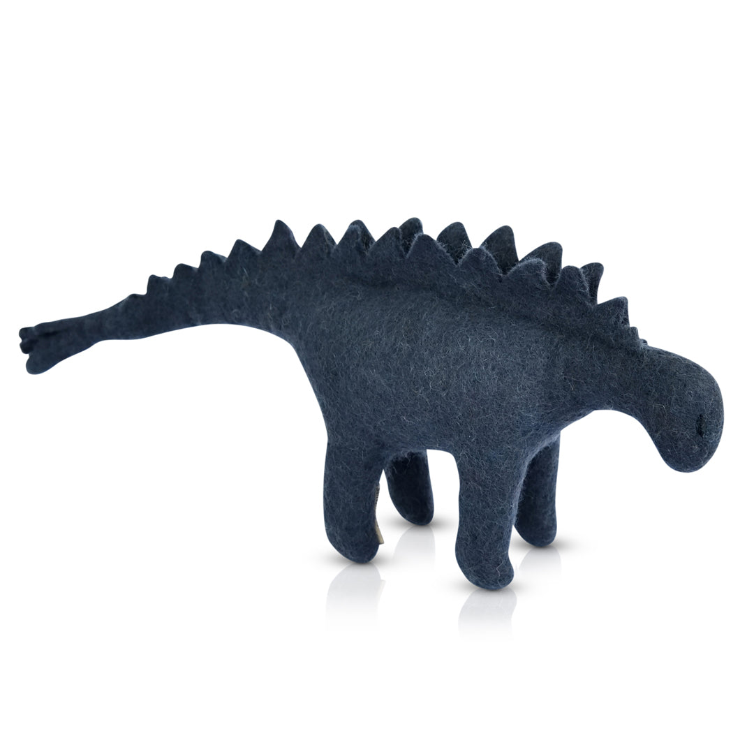 Sleepy Stegosaurus | Large Charcoal Grey Felt Dinosaur Toy