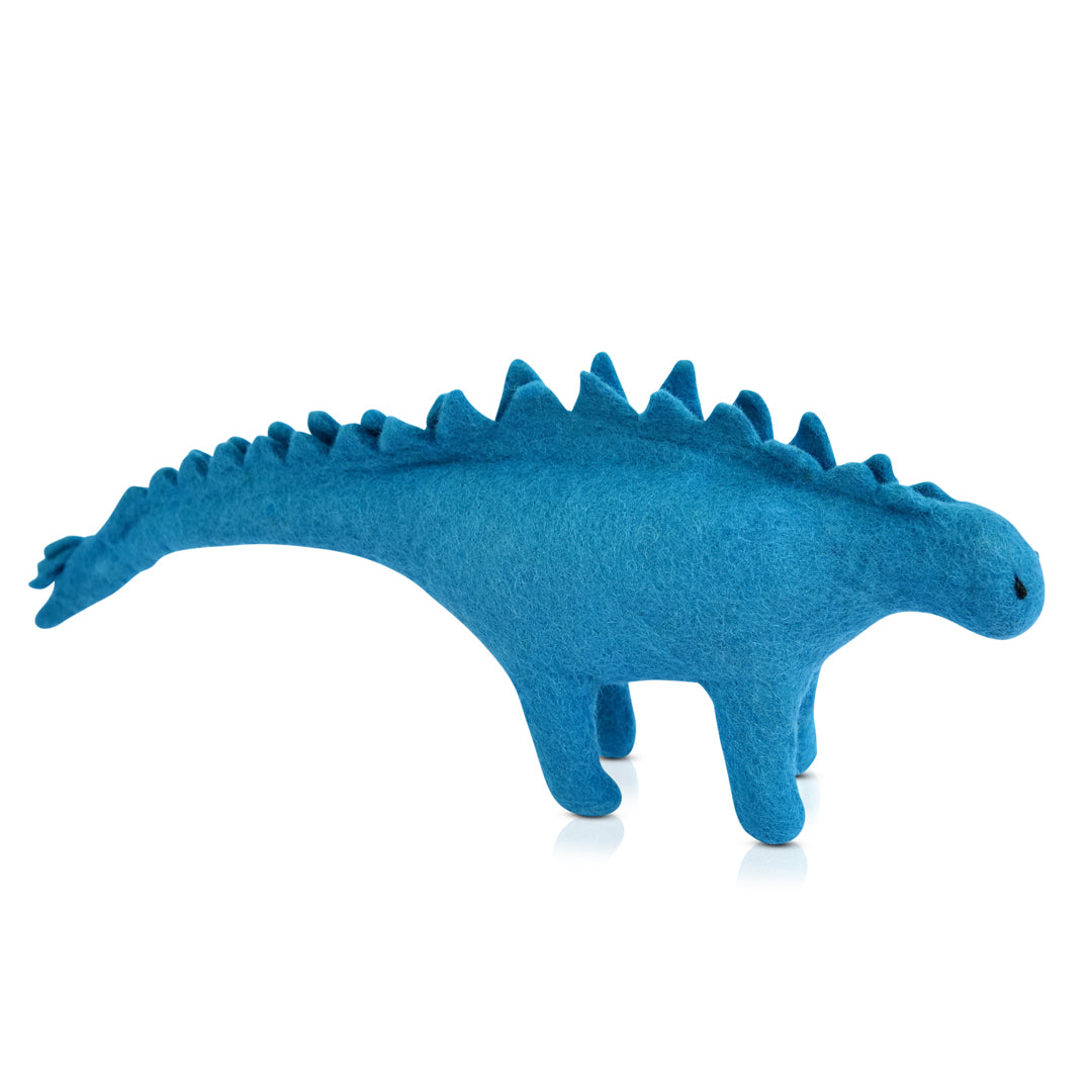 Large Blue Stegosaurus | Felt Dinosaur Toy