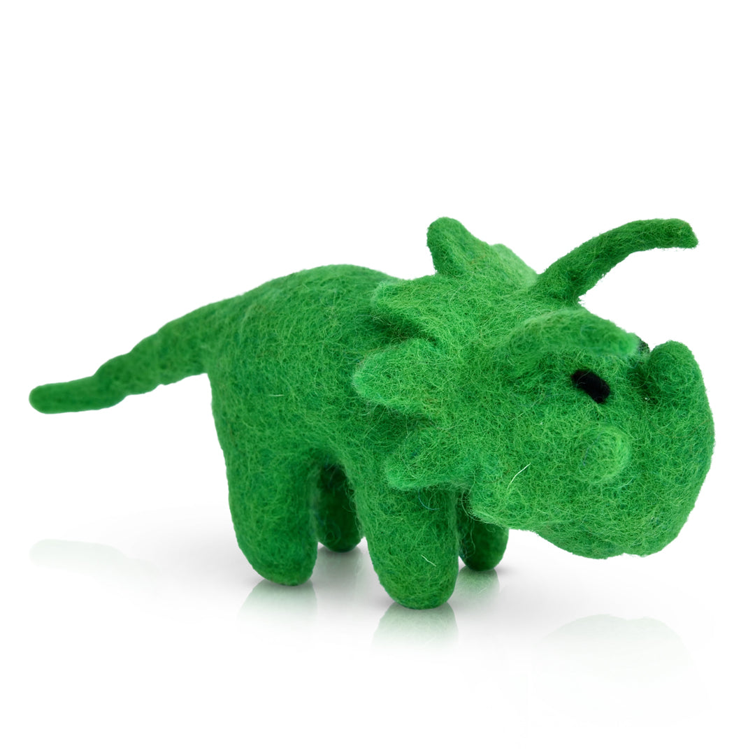 Tranquil Triceratops | Mini Green Felt Dino