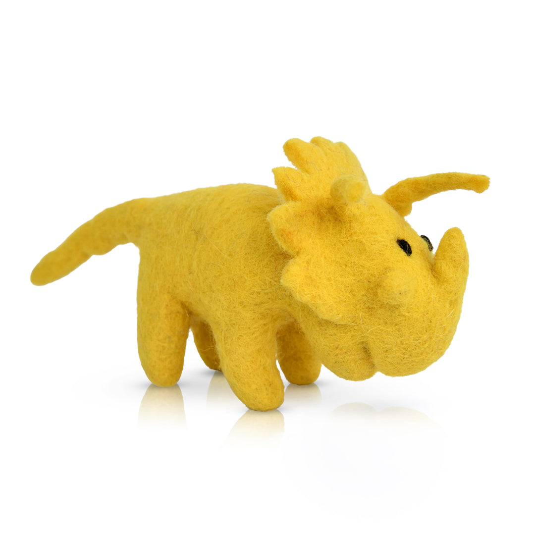 Twinkle Triceratops | Mini Yellow Felt Dinosaur