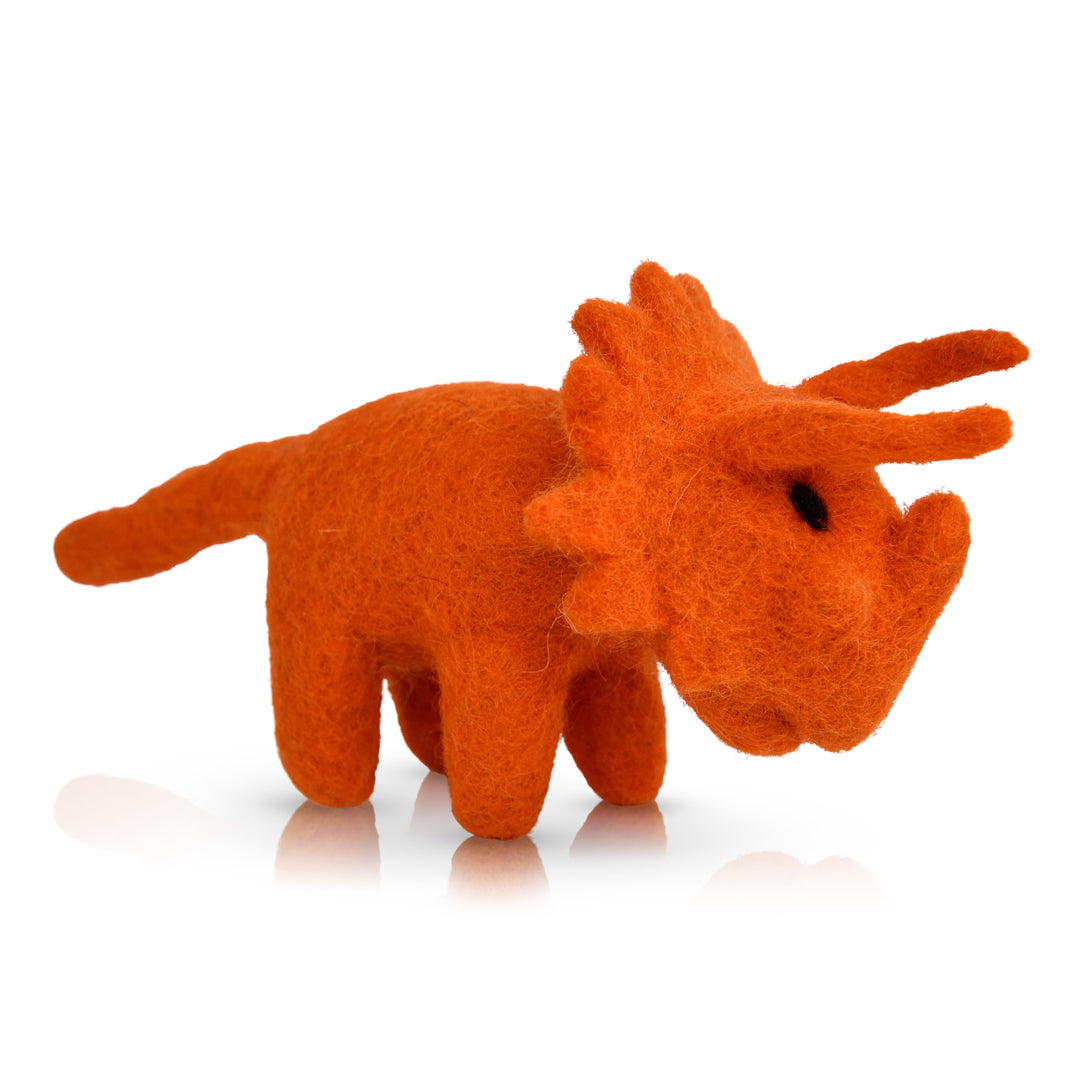 Talented Triceratops | Mini Orange Felt Dinosaur