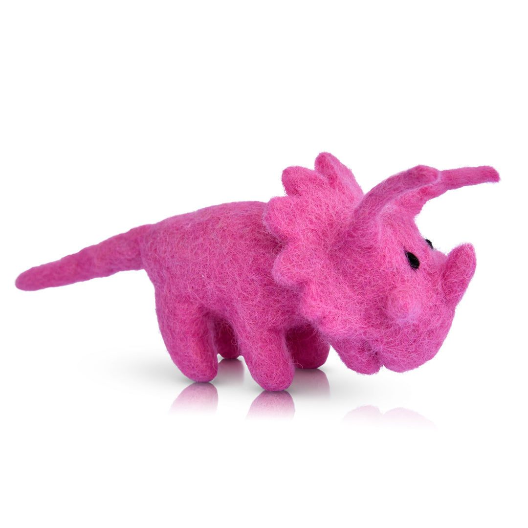 Trendy Triceratops | Mini Pink Felt Dinosaur